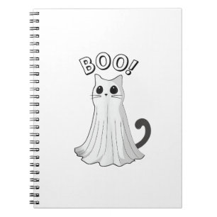 Boo Kitty Niedlich Ghost Cat Halloween Spooky Kitt Notizblock