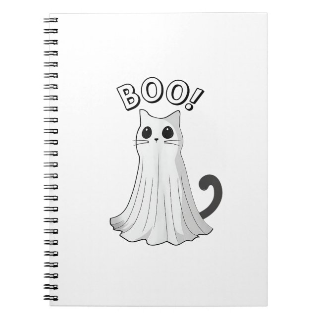 Boo Kitty Niedlich Ghost Cat Halloween Spooky Kitt Notizblock (Vorderseite)