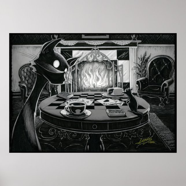 Boo Kitty Plays Cards Poster (Vorne)
