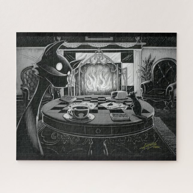 Boo Kitty Plays Karten Jigsaw Puzzle (Horizontal)