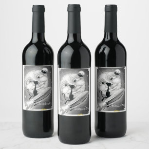 Boo Kitty Rockets zum Moon Wine Label Weinetikett