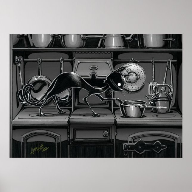 Boo Kitty sieht, was Kochen Poster ist (Vorne)