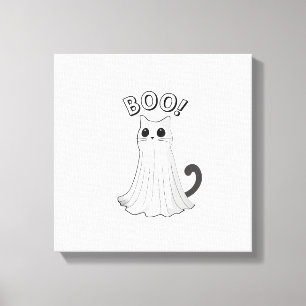 Boo Kitty Süße Geisterkatze Halloween Gruselige Ka Leinwanddruck