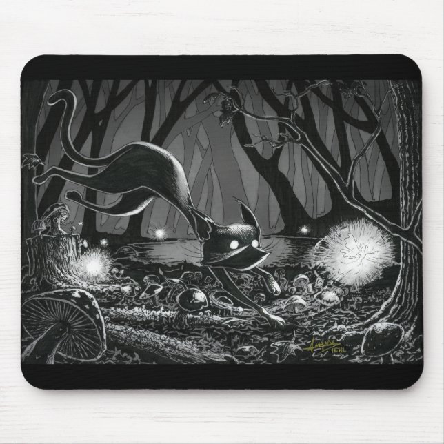 Boo Kitty verjagt eine Mäuse Pad Mousepad (Vorne)