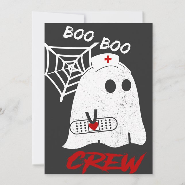 BOO Krankenschwester Crew Tee, lustige halloween K Einladung (Vorderseite)