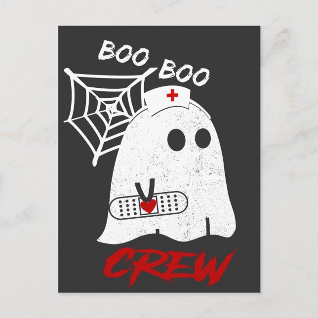 BOO Krankenschwester Crew Tee, lustige halloween K Postkarte (Vorderseite)