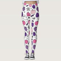 Boo Kürbis Totenkopf Weiße Leggings 