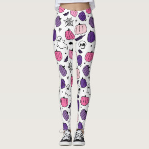 Boo Kürbis Totenkopf Weiße Leggings