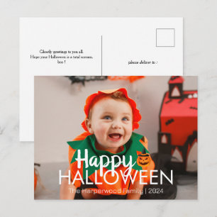 Boo-Kürbiskürbis Jack-o-Laterne Halloween ein Foto Feiertagspostkarte