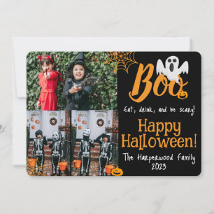 Boo-Kürbiskürbis-Jack-o-Laterne Halloween FotoColl Feiertagskarte