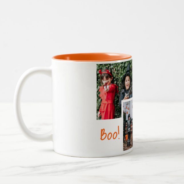Boo-Kürbiskürbis-Jack-o-Laterne Halloween FotoColl Zweifarbige Tasse (Links)