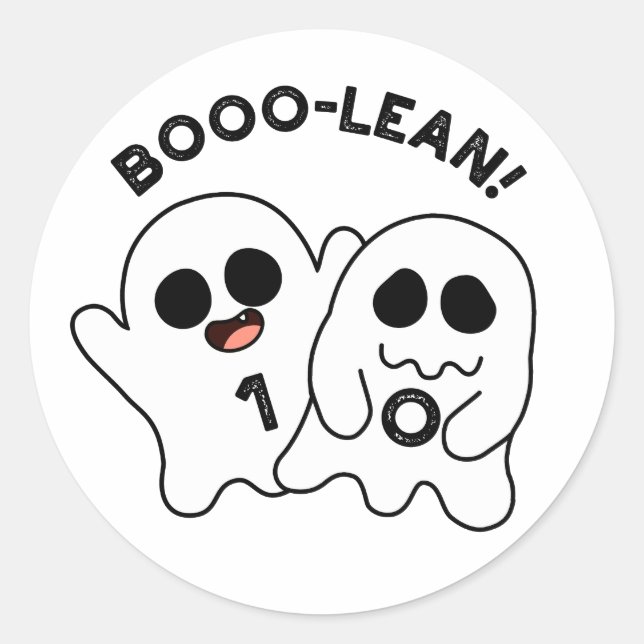 Boo-lean Funny Computer Ghost Boolean Pun Runder Aufkleber (Vorderseite)