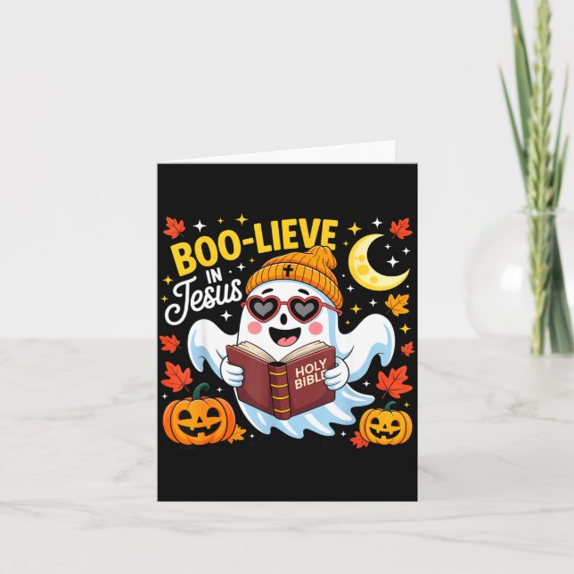 Boo-lieve In Jesus Ghost Christian Halloween Funny Karte (Vorderseite)