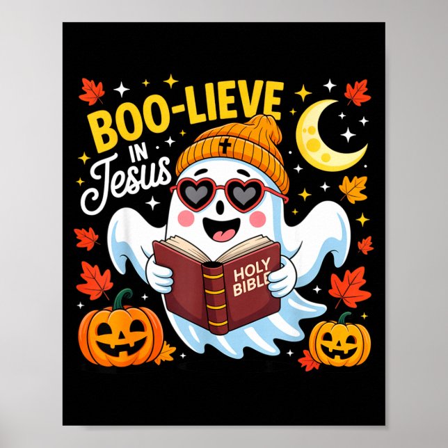 Boo-lieve In Jesus Ghost Christian Halloween Funny Poster (Vorne)