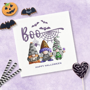 Boo Lila Glitter Halloween Gnome Serviette