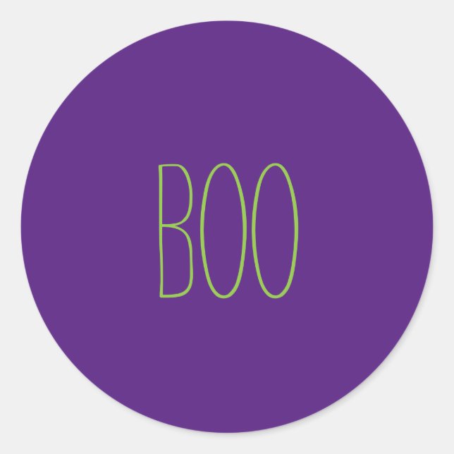 Boo lila grün spukhaft handgeschriebenes Halloween Runder Aufkleber (Vorderseite)