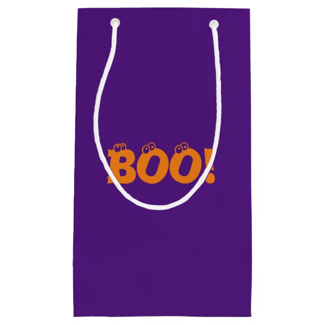 Boo! lila orangefarbene Augenlider Typografie Hall Kleine Geschenktüte (Vorderseite)