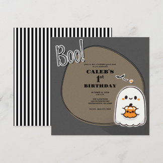 BOO! Little Ghost Gray Halloween 1. Geburtstag Einladung