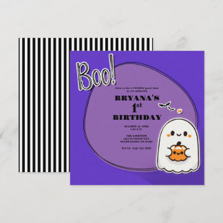 BOO! Little Ghost Lila Halloween 1. Geburtstag Einladung