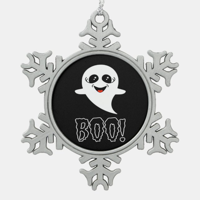 Boo! Little Halloween von Lucas Schneeflocken Zinn-Ornament (Vorderseite)