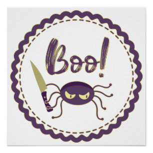 Boo lustige Halloween-Spielmesser-Hand Poster