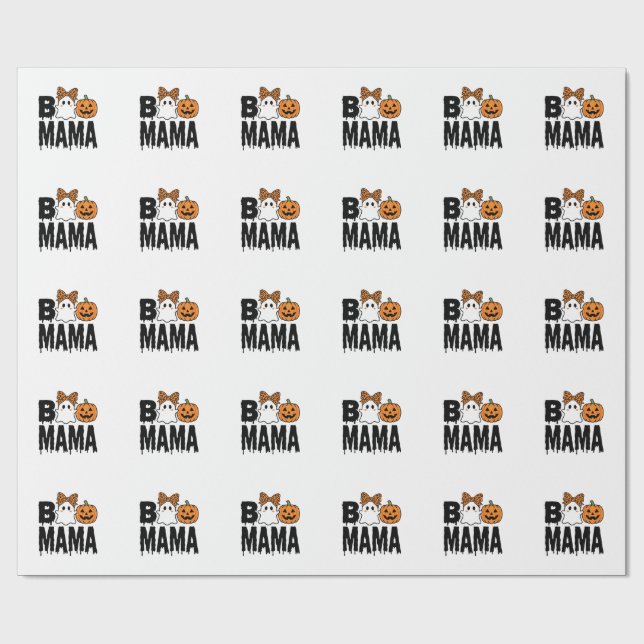 Boo Mama Halloween-Geist-Kürbis-Bogen-Design Geschenkpapier (Flach)