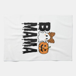 Boo Mama Halloween-Geist-Kürbis-Bogen-Design Geschirrtuch
