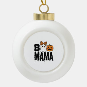 Boo Mama Halloween-Geist-Kürbis-Bogen-Design Keramik Kugel-Ornament