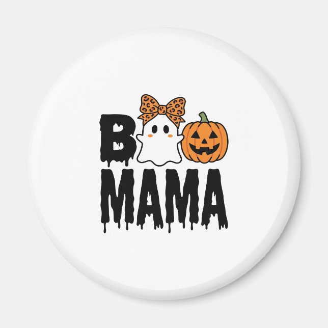 Boo Mama Halloween-Geist-Kürbis-Bogen-Design Magnet (Vorne)
