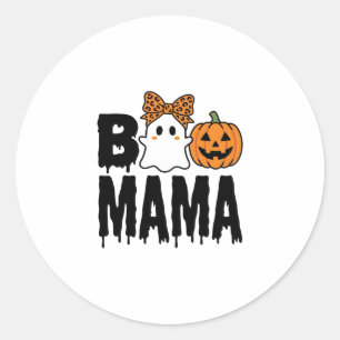 Boo Mama Halloween-Geist-Kürbis-Bogen-Design Runder Aufkleber