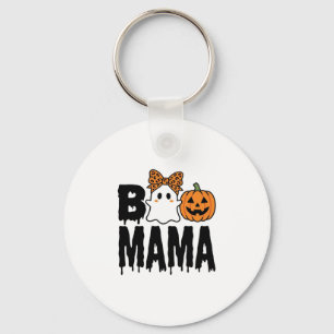 Boo Mama Halloween-Geist-Kürbis-Bogen-Design Schlüsselanhänger