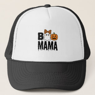 Boo Mama Halloween-Geist-Kürbis-Bogen-Design Truckerkappe