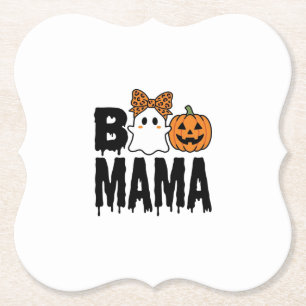 Boo Mama Halloween-Geist-Kürbis-Bogen-Design Untersetzer