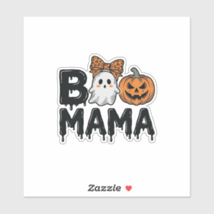 Boo Mama Halloween-Geist-Kürbis-Mama-Shirt-Design_ Aufkleber