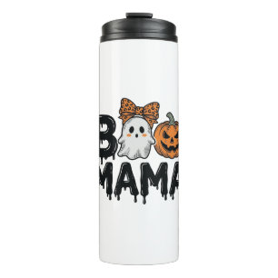 Boo Mama Halloween-Geist-Kürbis-Mama-Shirt-Design_ Thermosbecher