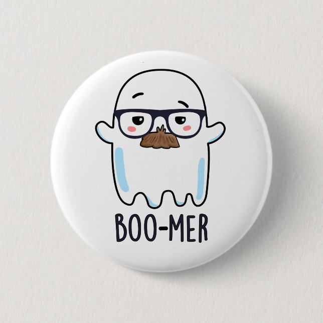 Boo-mer Funny Funny Middle Aged Ghost Pun Button (Vorderseite)