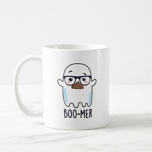 Boo-mer Funny Funny Middle Aged Ghost Pun Kaffeetasse (Links)