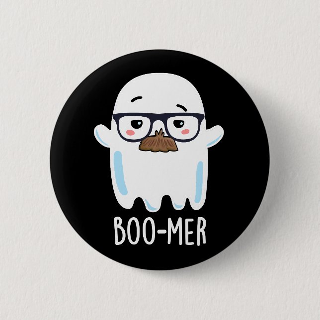 Boo mer Funny Middle Aged Ghost Pun Dark BG Button (Vorderseite)