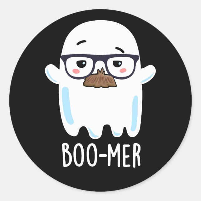Boo mer Funny Middle Aged Ghost Pun Dark BG Runder Aufkleber (Vorderseite)