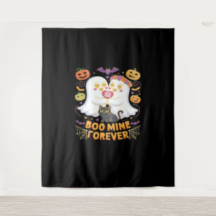 Boo Mine Forever Niedlich Ghosts Black Cat Liebe H Wandteppich