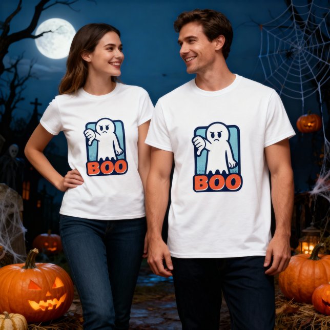 Boo missbilligt Grumpy Halloween Ghost-Design T-Shirt (Von Creator hochgeladen)