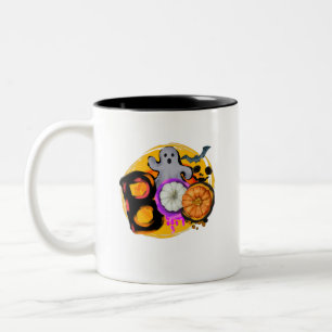 Boo mit Geist und Pumpkin Zweifarbige Tasse