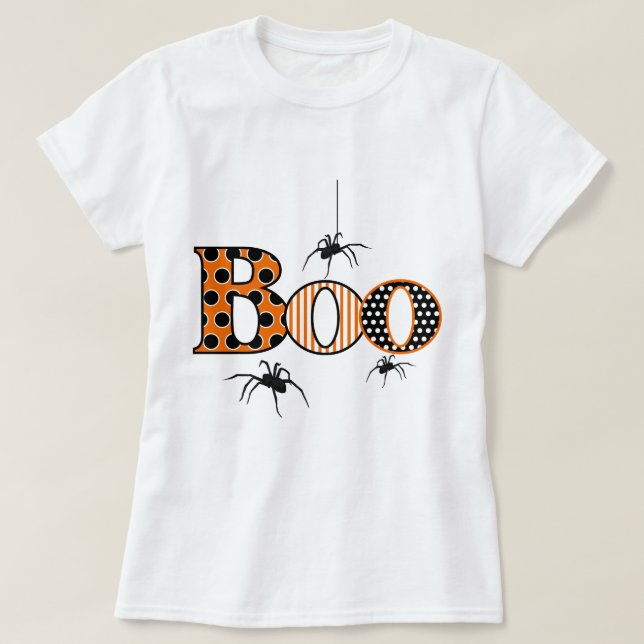 BOO mit Spiders Halloween T-Shirt (Design vorne)