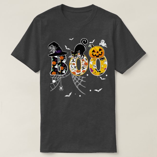 Boo mit Spinnen und Rotzhut Halloween - 1 T-Shirt (Design vorne)