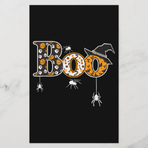 Boo mit Spinnen und Rotzhut Halloween Briefpapier