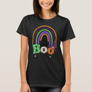 Boo mit Spinnen und Rotzhut Halloween-Regenbogen T-Shirt