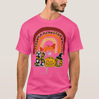 Boo mit Spinnen und Rotzhut Halloween-Regenbogen T-Shirt