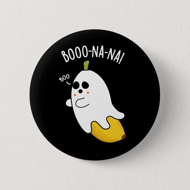 Boo-nana Funny Ghost Banana Pun Dark BG Button (Vorderseite)