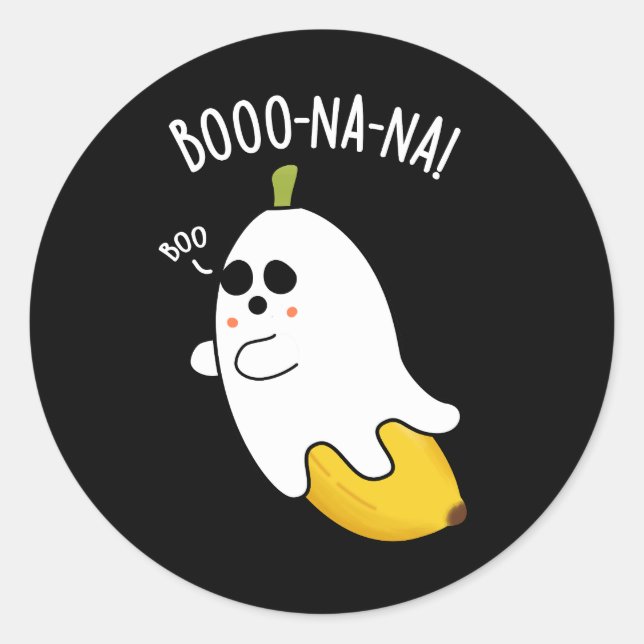 Boo-nana Funny Ghost Banana Pun Dark BG Runder Aufkleber (Vorderseite)