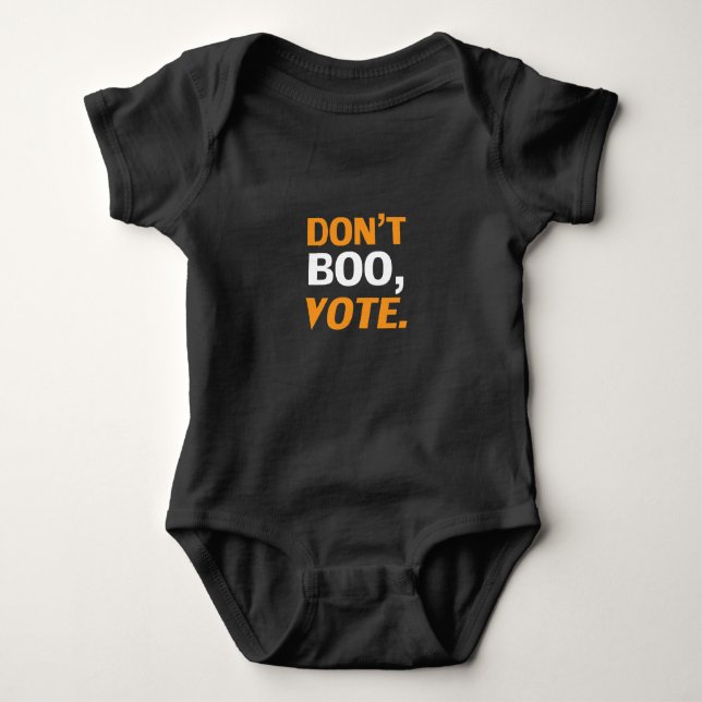 "Boo nicht, vote" schwarz-orange weißes Halloween Baby Strampler (Vorderseite)